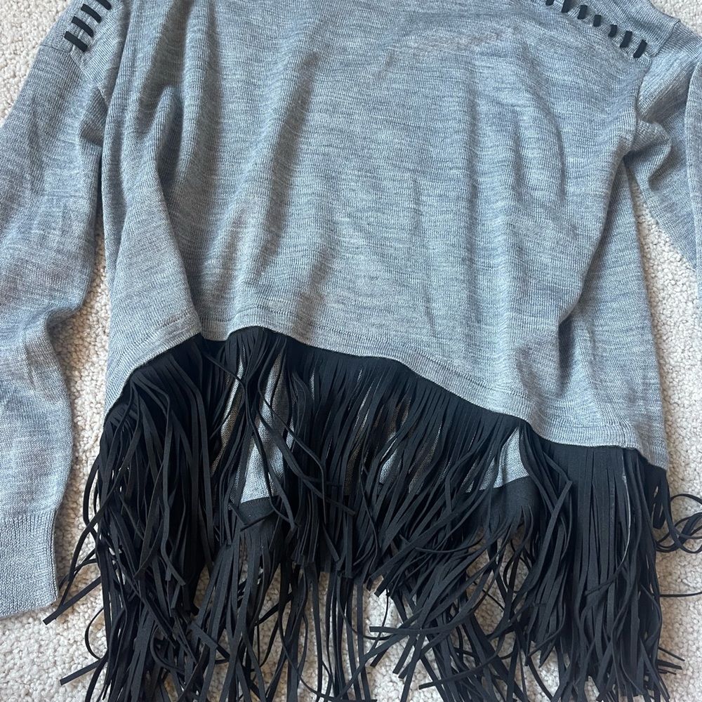 Aqua Fringe sweater